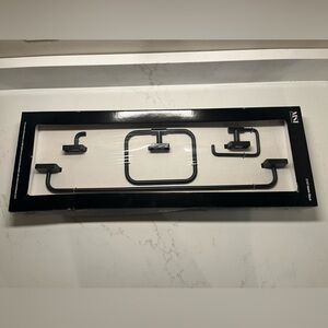 Matte Black Bathroom Hardware Set - Towel Bar, Ring & Hooks